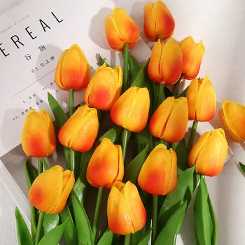 Tulipani Umetno Cvetje Roza, Zlata, Bela PU Pravi Dotik za Domači Vrt Dekoracijo Ponaredek iz Lateksa Šopek Poročni Uporabo