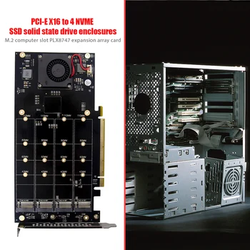 PCIE SSD PCl-E X16, 4 NVMe Pogon ssd Ohišje Napajalnik, 4 Vrata, M. 2 Računalnik Režo PLX8747 Širitev Array Kartico 40006