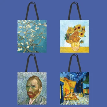 Van Gogh Estetske Grafični Platno Tote Vrečko Harajuku Velike Zmogljivosti Polno Pečat Vrh Kakovosti Nakupovalne Torbe za Ženske Bolsos Grandes