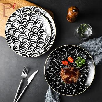 Nordijska keramične posode, Zahodni ploščo, Japonski Zrezek, ustvarjalne družine zajtrk ploščo, jed ploščo, sladico plošče