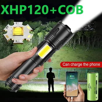 XHP120 Najbolj Močna Led Svetilka 18650 XHP90 High Power Taktično flash svetlobe USB Polnilne Zoom Led Svetilka za Kampiranje Luč