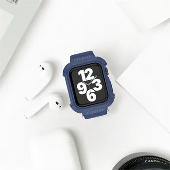 2 v 1 Watchbands Primeru za Apple Watch Band 44 mm 40 mm Trak Primeru Zajema Silikonski Dodatki za iWatch 42mm 38 mm 6/MP/5/4/3/2/1 40302