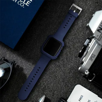 2 v 1 Watchbands Primeru za Apple Watch Band 44 mm 40 mm Trak Primeru Zajema Silikonski Dodatki za iWatch 42mm 38 mm 6/MP/5/4/3/2/1