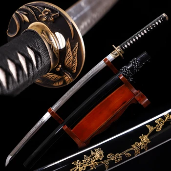 Pravi Samuraj Meči T10 Jekla Gline Kaljeno Rezilo Britev Ostrih Ročno Polno Tang Katana Hrepenijo Cvet 41 Palčni Japonski Catana