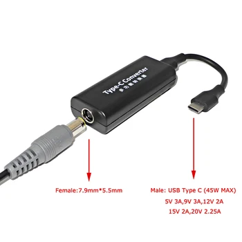 USB Tip C Adapter Pretvornik 7.9*5,5 mm Ženski USB, C Moški Vtič Priključek za Napajalnik za Macbook Asus Hp Lenovo Prenosni računalnik 41002