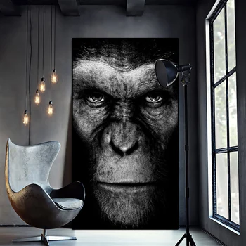 Nordijska Živali Plakati In Znamk Opica Stenske Slike Za Dnevni Sobi Doma Dekoracijo Plakati Black Gorilla Platno Slikarstvo
