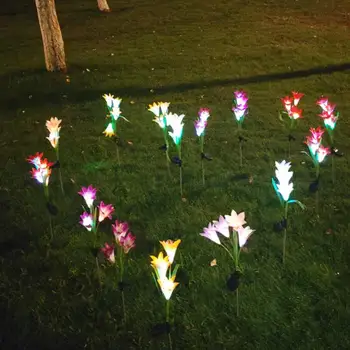 Sončne Venci Svetlobe Lily Cvet Solarna Svetilka Power LED Pravljice Luči Vrt Božični Dekor Na Zunanji Vrt Dekoracijo