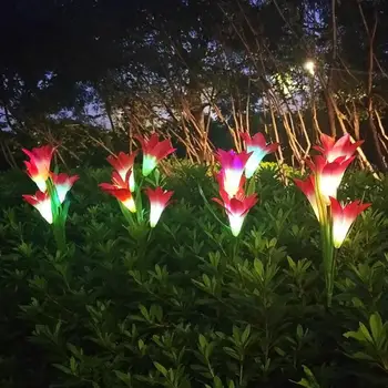 Sončne Venci Svetlobe Lily Cvet Solarna Svetilka Power LED Pravljice Luči Vrt Božični Dekor Na Zunanji Vrt Dekoracijo