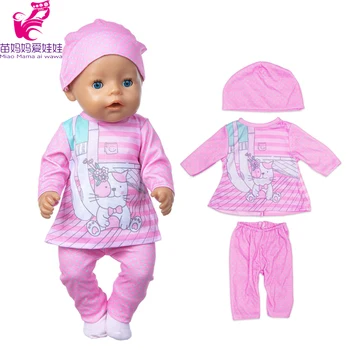 Baby Doll Pajama Nastavite Klobuk za 17 palčni Punčko Oblačila Plašč Igrače, Obleke Baby Dekle Darilo za Rojstni dan