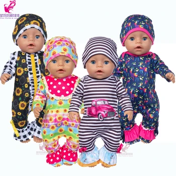 Baby Doll Pajama Nastavite Klobuk za 17 palčni Punčko Oblačila Plašč Igrače, Obleke Baby Dekle Darilo za Rojstni dan