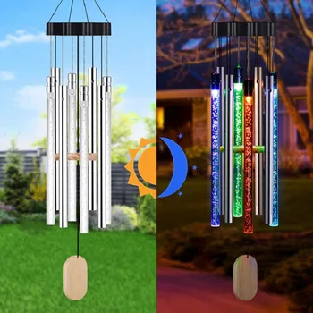 Na prostem Sončne Wind Chime Svetilko z Bell LED Niz Vrt, Balkon Okno Krajina 6 Obesek Metulj Dragonfly Dekoracijo