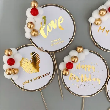 Novo Akril Valentinovo Torto Pokrivalo Zlato Ljubezen, Poroka Cupcake Pokrivalo Zastave za Valentinovo Poročno zabavo Torto Dekoracijo