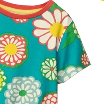 Frocks za Dekleta 2021 Poletje Baby Girl Obleke Malčka Bombaž Cvet Tiskanja Vestiods Priložnostne Pocket Oblačenja za Otroke 2-7 Let