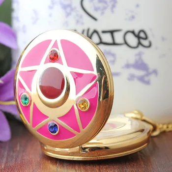 Debelo Pisane Sailor Moon žepna ura za Otroke Letnik Obesek Grils Ženske Darilo Žepne Ure Ogrlica Verige