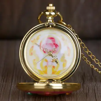 Debelo Pisane Sailor Moon žepna ura za Otroke Letnik Obesek Grils Ženske Darilo Žepne Ure Ogrlica Verige