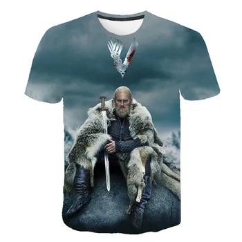 TV Serije Vikingi 3D Natisnjeni T-Shirt Ragnar Lothbrok Ulične Moški Ženske Modni O-Neck Majica s kratkimi rokavi Oversize Hip Hop Tees Vrhovi Moški