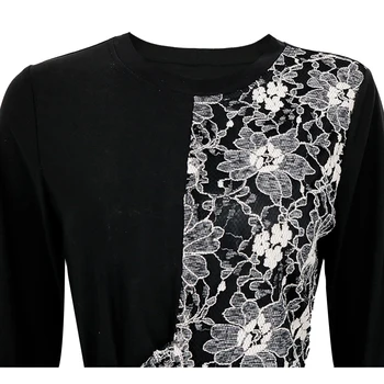 Yitonglian Žensk Pomlad Čipke Mozaik Elegantno Bluzo za Delo Poslovanje Priložnostne Kravato Pasu Slim Tunika Vrhovi Plus Velikost Majica H431 42182