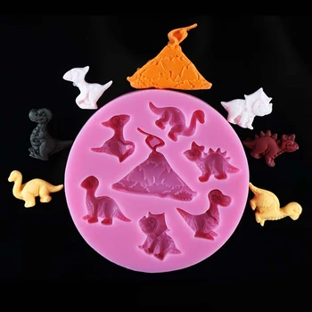 Silikonsko Plesni 3D Obliko Dinozavra DIY Ročno izdelani Čokoladni Piškotek Orodje, Fondat Cupcake Okrasitev Fondat Orodje Plesni 978617