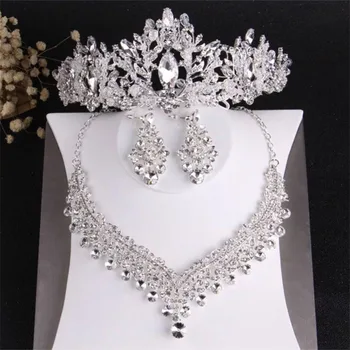 Novi kristalni spusti poročni nakit set stranka plesne poročne poroko diamond tiara krono ogrlica, uhani Dubaj osebnost nakit 42578