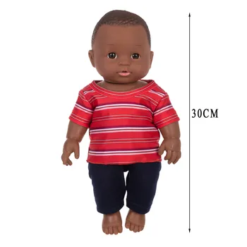 Afriške Simulacije Luštna Črna 12 INCH Lutka Za Otroke S Otroška Oblačila Playhouse Igrača Bonecas Prerojeni brinquedos Lutke Za Otroke 42620