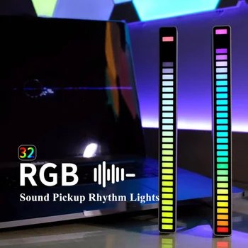 2021 Nov Zvočni Nadzor Svetlobe RGB Glas, ki se Aktivira Glasbe Ritem Okoljske Svetlobe z 32-LED 18 Barv Žarnice Za Avto Dom Dekoracija 42972