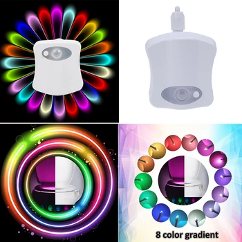 16 Barve, Telo Samodejno Zaznavanje LED Senzor Gibanja Ponoči Lučka Toilet Bowl Kopalnica Lahka Nepremočljiva Ozadja Za Wc Školjko Svetlobe
