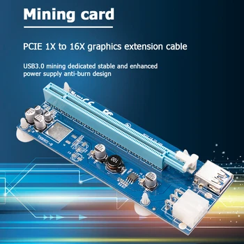 USB 3.0 PCIe Riser PCI-e PCI Express 1X do 16X vmesniško Kartico za BTC Rudarstvo