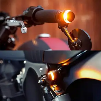 Par motorno kolo LED Ročico Koncu Blinker smerokaze Za Krmilo Amber Oprijem Priključite Signal Luč 12V Ročaj Bar Utripa