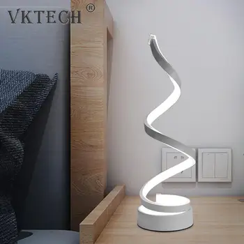 LED Spirala namizne Svetilke Moderno Mizo Postelji Akril Železa Umetnosti Dekorativno Ukrivljenimi Luč za Dom Spalnica Dekor EU Plug