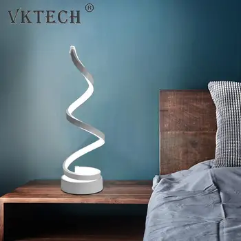 LED Spirala namizne Svetilke Moderno Mizo Postelji Akril Železa Umetnosti Dekorativno Ukrivljenimi Luč za Dom Spalnica Dekor EU Plug