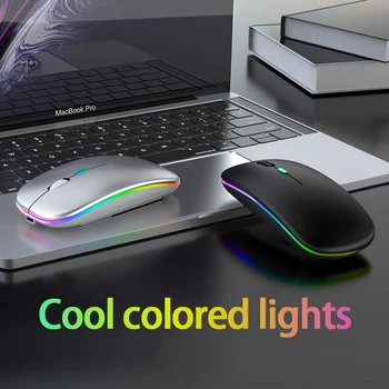 Brezžično Miško RGB Bluetooth Združljivim Računalnikom, Miško Tiho Polnjenje Ergonomska Mause Z LED Osvetljen USB Miši Prenosni RAČUNALNIK