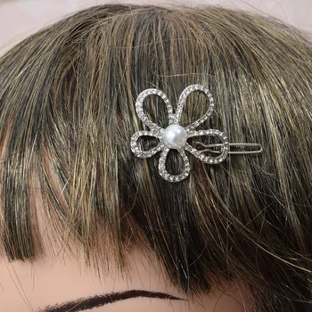 Vintage Imitacije Pearl Lasnice Kristalno Okrasnih Las Posnetke Ženske, Dekleta Bang Strani Hairgrasps Nakit, Pričeske Accessorie