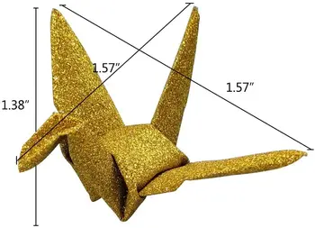 Zložen 100 kozarcev Origami Papir, Žerjavi, Bleščice Zlato DIY Žerjav Mobilne Niz Garland za Poroko, Rojstni dan Ozadje Doma Dekor