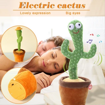Ples Kaktus Plišastih Igrač Petje 120 angleški Pesmi Elektronski Shake Mehki Pliš Lutka Kaktus Igrače za Otroke, Zgodnje Izobraževanje Igrača