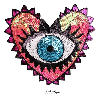 DIY Sequins Obliž za Oblačila Plašč Srce, Oči Vezenje Obliži Oblačila Nalepke Sew na Vezene Aplicirano Obliž Ročno