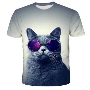 Božič risanke mačka novo igro T-shirt za otroke 2021 zabavno poletje risanka T-shirt za dekleta in fantje, oblačila vrhnja kratek sle