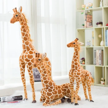 50-120 cm Multi Velikost Vroče Prodajo Visoko Kakovostnih Realne Polnjene Afriške Pašnikov Divje Živali Mehko Žirafa Plišastih Igrač Otroci Darila