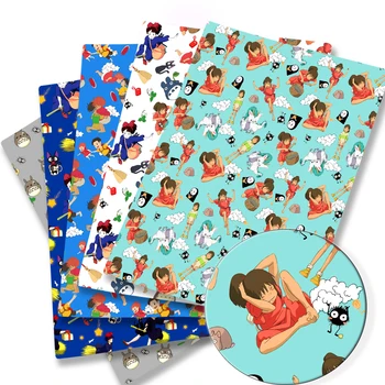 140x50CM Ghibli DIY Totoro Risanka Poliester bombaž Tkanina Mozaik Tkiva Otrok Doma Tekstilni, Šivalni Lutka Obleko Zavese 46084