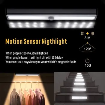LED Noč Svetlobni Senzor Gibanja Brezžični USB 9 21 30 50 CM za ponovno Polnjenje, ki je Primerna za Omaro, Garderobo, Kuhinjo, Spalnico Korak Razsvetljavo 46791