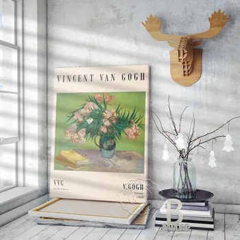Vincent Van Gogh Še Vedno Življenje Vaza Z Oleandri In Knjig, Plakatov, Van Gogh Oleandri Umetnosti Tiskanja, Rastlin Cvetlični Listi Home Art Dekor