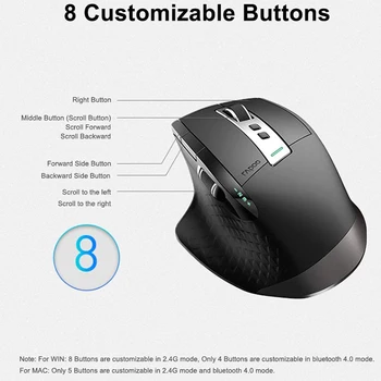 Rapoo MT750L Polnilna Multi-Mode Brezžično Miško Preklop med Bluetooth & 2.4 G za 4 Naprave, Povezati-v iz PC/Tableta