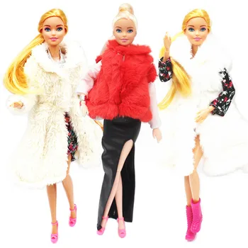 Paris Moda Krzno Plašč Obleko Obleko, Obleko Set za Barbie 11 Palcev BJD FR SD Blyth Lutka Obleko Lutke Dodatki 47600