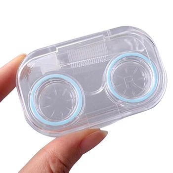 Vroče Prodajo Praktično Mini Transparentne Prenosne Kontaktne Leče Primeru Z Gumico Za Potovalni Komplet Nosilec Kontaktne Leče Polje 47709