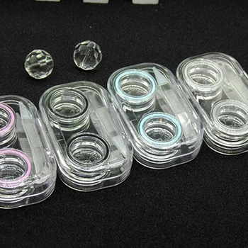 Vroče Prodajo Praktično Mini Transparentne Prenosne Kontaktne Leče Primeru Z Gumico Za Potovalni Komplet Nosilec Kontaktne Leče Polje