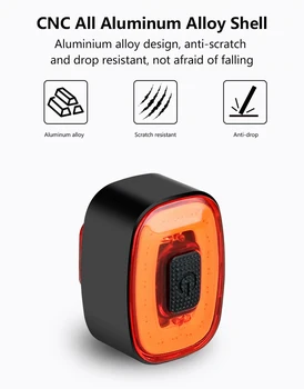 Izposoja Svetlobe Izposoja Smart Rep Luči Kolo Inteligentni Senzor Zavorne Luči USB Polnjenje Luči Nepremočljiva Varnost Opozorilo