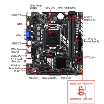 Matična plošča H61 M-ATX LGA1155 DDR3 Mainboard VGA HDMI SATA2.0 USB2.0 za Core i7 i5, i3