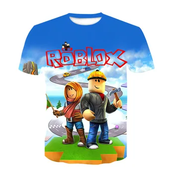Poletje Fantje Kawaii Robloxing Igro 3D Tisk T-Shirt Risanka Kratka Sleeved Dekleta T-Shirt Otroci Priložnostne Harajuku Priljubljen Vrh