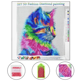 Sova Mačka 5D DIY Diamond Slikarstvo Celoten Krog Vezenje Živali Slike Z Okrasnih Kit Urad Dnevni Sobi Doma Odlikovanja