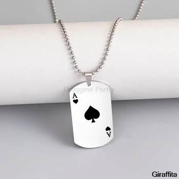 Nekaj Ogrlica Lopate Lucky Ace iz Nerjavečega Jekla, Moške In Ženske Ogrlica Poker Ogrlico, Obesek, Casino Bogastvo Igranje Kart