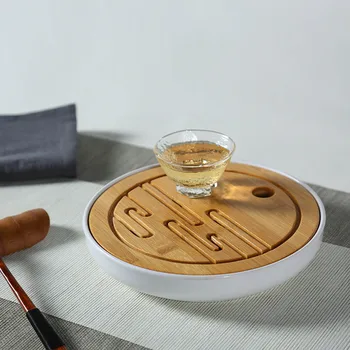 Bambus, Les, Čaj Pladenj Za Čaj, Set Japonski Slog Imitacije Keramični Trobenta Čaj Nastavite Krog Mini Shranjevanje Vode Melamin Čaj Pladenj